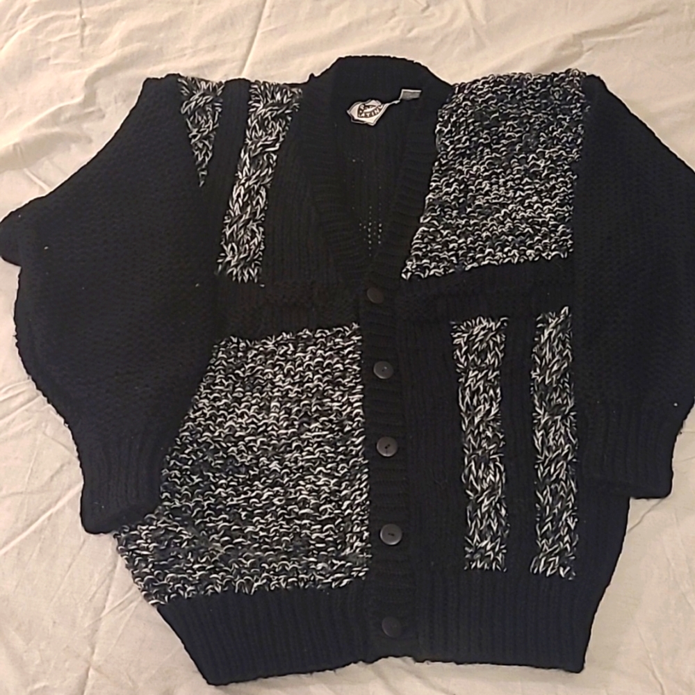 Black Patterned Cardigan Sweater